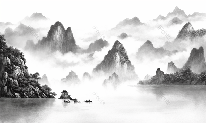 大气若影若现山川风景水墨画,插画/手绘图,插画/手绘图库,插画/手绘图下载,插画/手绘